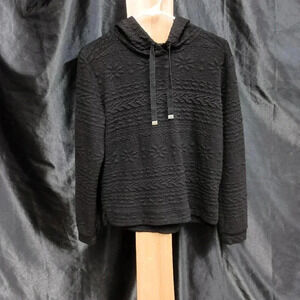 H&M Black Textured Crew Neck Sweater